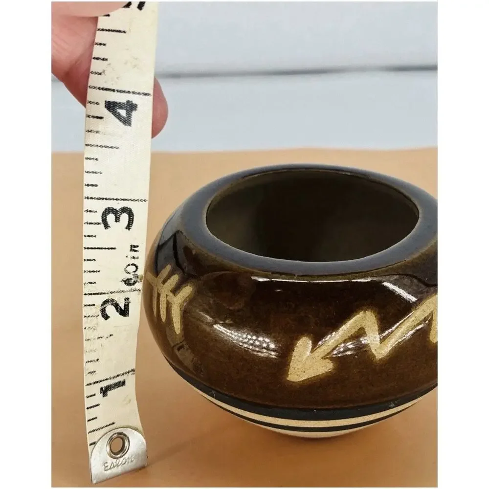 Vintage Studio Pottery Bowl Brown Glaze Abstract Modernist Handmade Ceramic